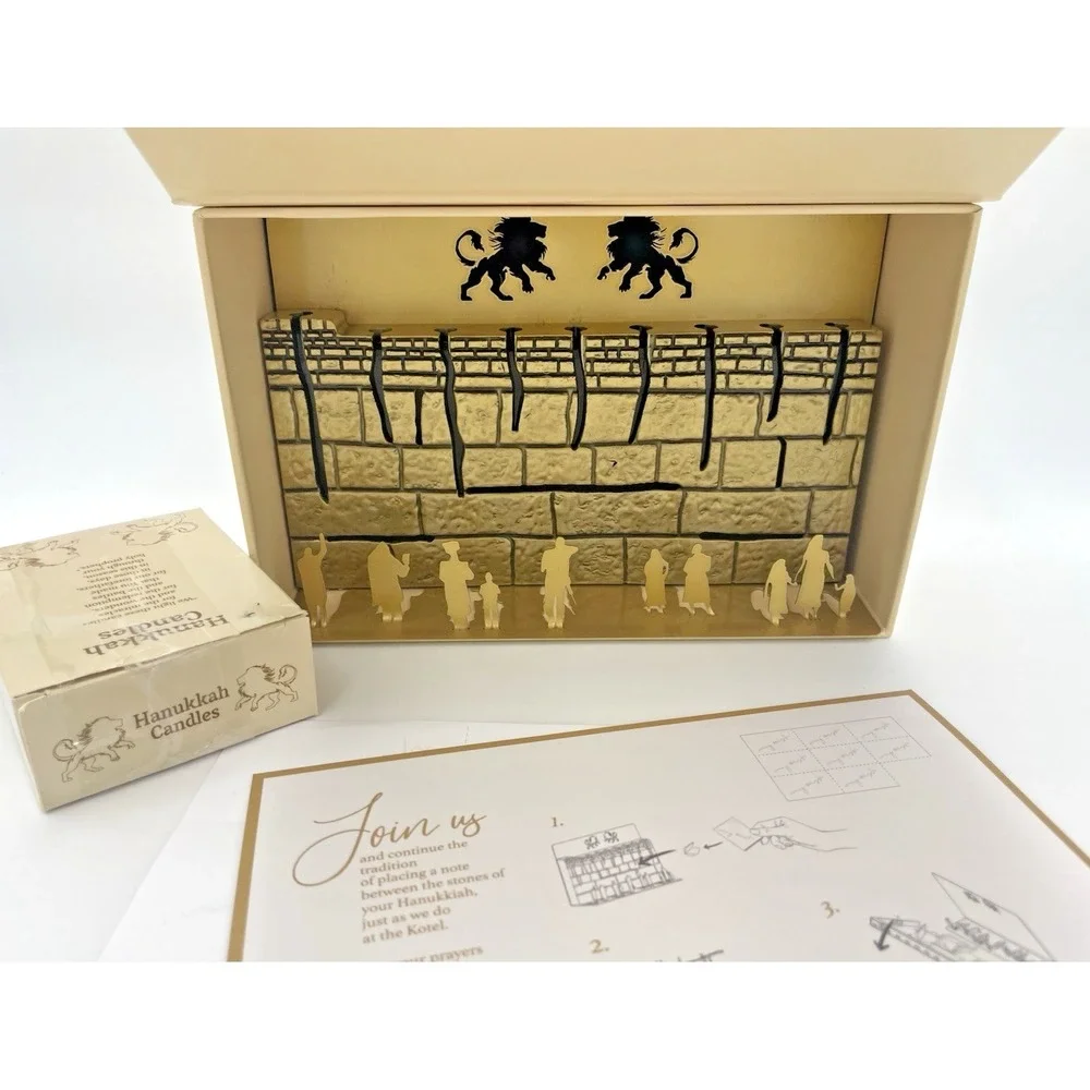 The Western Wall Stones Of Prayer And Tears Hanukkah Menorah Chen Taoz w/Candles